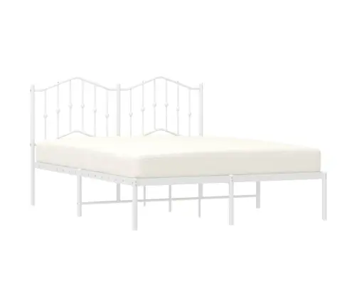 Gultas Rāmis Ar Galvgali, Balts Metāls, 135X190 Cm Vidaxl