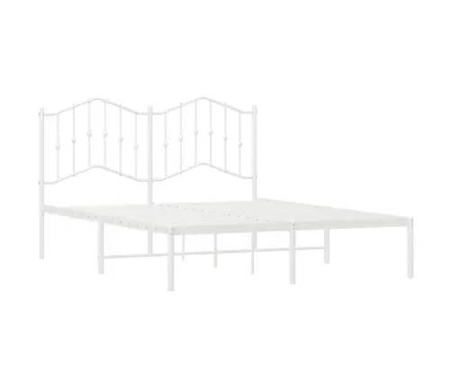 Gultas Rāmis Ar Galvgali, Balts Metāls, 135X190 Cm Vidaxl