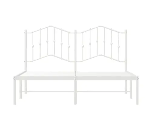 Gultas Rāmis Ar Galvgali, Balts Metāls, 135X190 Cm Vidaxl