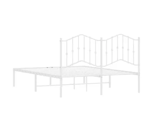 Gultas Rāmis Ar Galvgali, Balts Metāls, 135X190 Cm Vidaxl