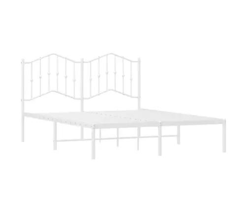 Gultas Rāmis Ar Galvgali, Balts Metāls, 140X200 Cm Vidaxl