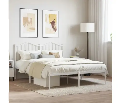 Gultas Rāmis Ar Galvgali, Balts Metāls, 140X200 Cm Vidaxl