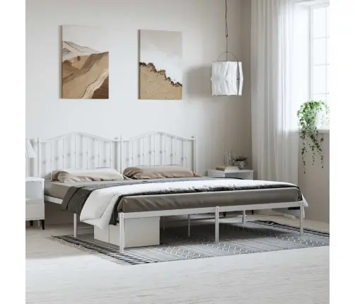 Metallist Voodiraam Peatsiga, Valge, 193X203 Cm