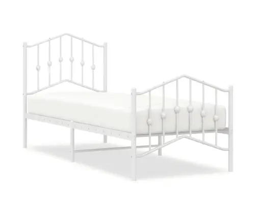 Metallist Voodiraam Peatsi Ja Jalutsiga , Valge, 75X190 Cm