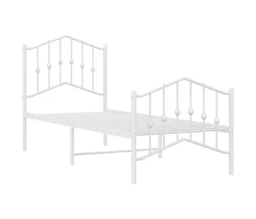 Metallist Voodiraam Peatsi Ja Jalutsiga , Valge, 75X190 Cm