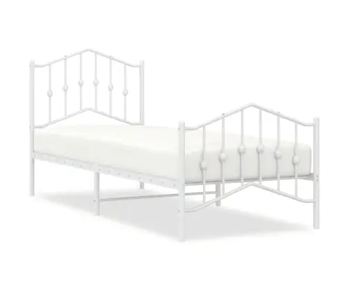 Metallist Voodiraam Peatsi Ja Jalutsiga, Valge, 80 X 200 Cm