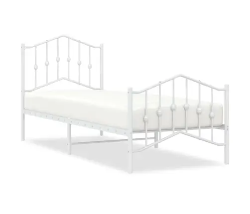 Metallist Voodiraam Peatsi Ja Jalutsiga, Valge, 90 X 200 Cm