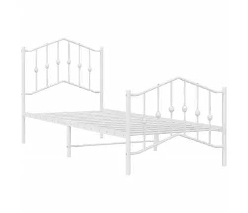 Metallist Voodiraam Peatsi Ja Jalutsiga, Valge, 90 X 200 Cm