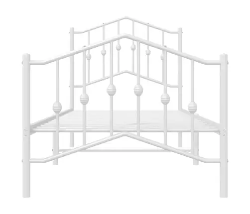 Metallist Voodiraam Peatsi Ja Jalutsiga, Valge, 90 X 200 Cm