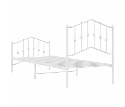 Metallist Voodiraam Peatsi Ja Jalutsiga, Valge, 90 X 200 Cm