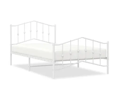 Metallist Voodiraam Peatsi Ja Jalutsiga, Valge, 100X200 Cm