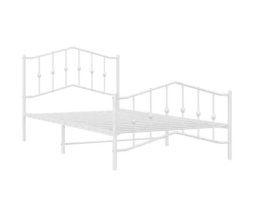 Metallist Voodiraam Peatsi Ja Jalutsiga, Valge, 100X200 Cm