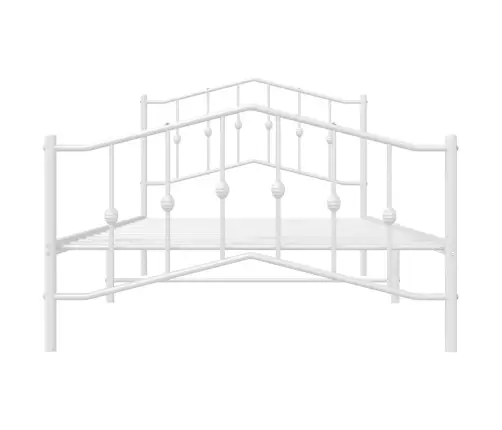 Metallist Voodiraam Peatsi Ja Jalutsiga, Valge, 100X200 Cm