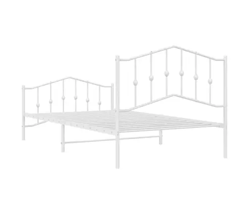 Metallist Voodiraam Peatsi Ja Jalutsiga, Valge, 100X200 Cm