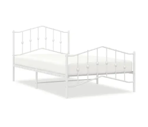 Gultas Rāmis Ar Galvgali Un Kājgali, Balts Metāls, 107X203 Cm Vidaxl
