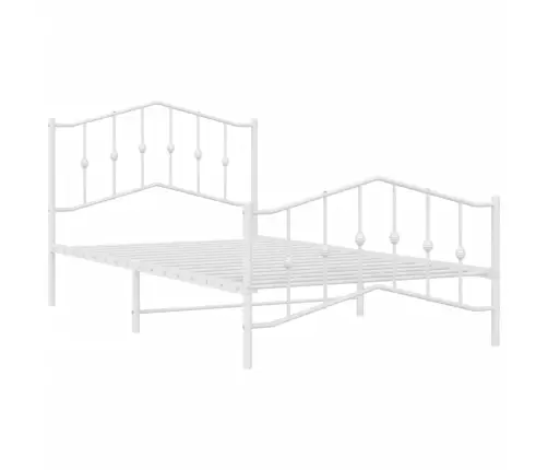 Gultas Rāmis Ar Galvgali Un Kājgali, Balts Metāls, 107X203 Cm Vidaxl
