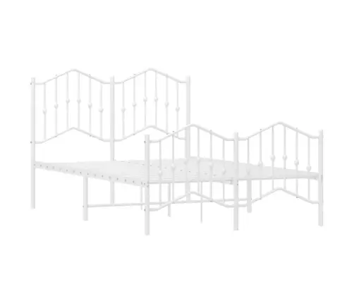 Metallist Voodiraam Peatsi Ja Jalutsiga, Valge, 120 X 190 Cm