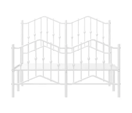 Metallist Voodiraam Peatsi Ja Jalutsiga, Valge, 120 X 190 Cm