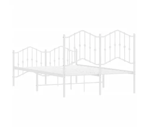 Metallist Voodiraam Peatsi Ja Jalutsiga, Valge, 120 X 190 Cm