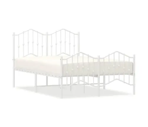Gultas Rāmis Ar Galvgali Un Kājgali, Balts Metāls, 120X200 Cm Vidaxl