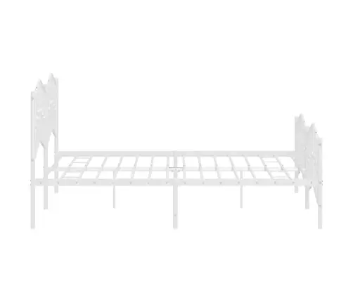 Metallist Voodiraam Peatsi Ja Jalutsiga, Valge, 183X213 Cm