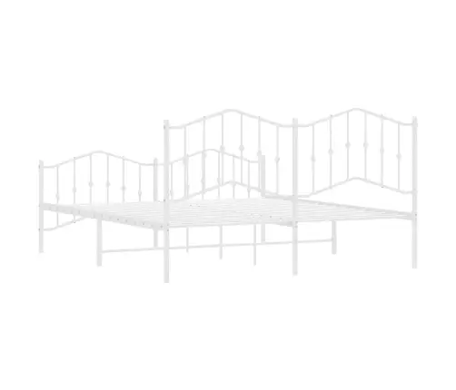 Metallist Voodiraam Peatsi Ja Jalutsiga, Valge, 183X213 Cm