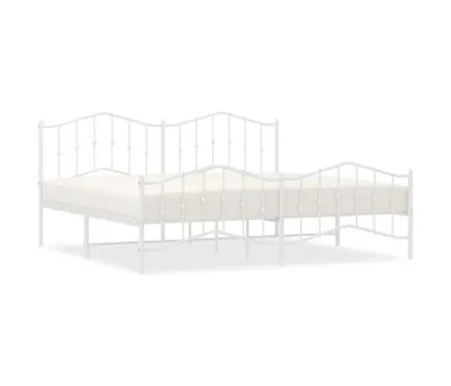 Gultas Rāmis Ar Galvgali Un Kājgali, Balts Metāls, 193X203 Cm Vidaxl
