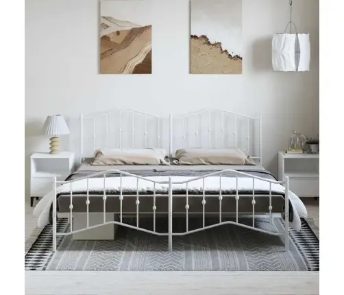 Gultas Rāmis Ar Galvgali Un Kājgali, Balts Metāls, 193X203 Cm Vidaxl