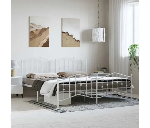 Gultas Rāmis Ar Galvgali Un Kājgali, Balts Metāls, 193X203 Cm Vidaxl