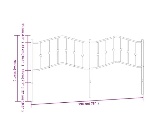 Metallist Vahetatav Voodipeats, Valge, 193 Cm