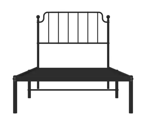 Gultas Rāmis Ar Galvgali, Melns Metāls, 90X200 Cm Vidaxl