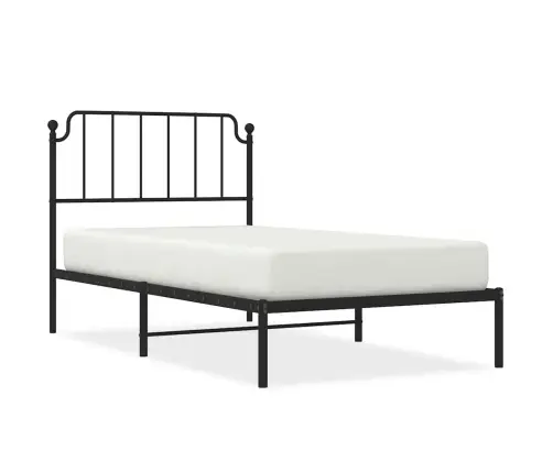 Gultas Rāmis Ar Galvgali, Melns Metāls, 100X200 Cm Vidaxl