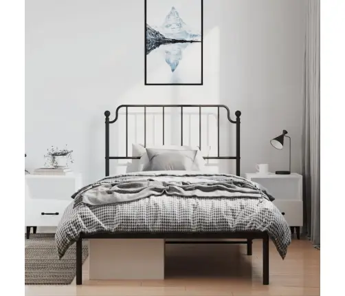 Gultas Rāmis Ar Galvgali, Melns Metāls, 100X200 Cm Vidaxl