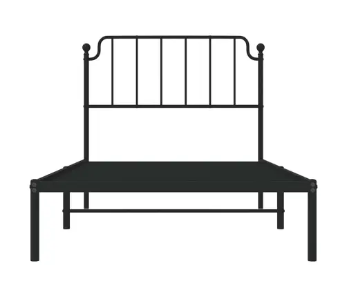 Gultas Rāmis Ar Galvgali, Melns Metāls, 100X200 Cm Vidaxl