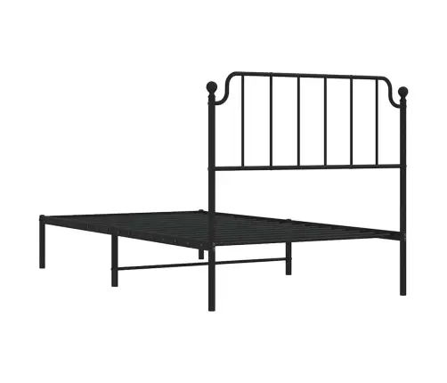 Gultas Rāmis Ar Galvgali, Melns Metāls, 100X200 Cm Vidaxl