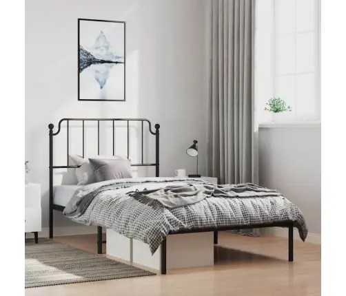 Gultas Rāmis Ar Galvgali, Melns Metāls, 100X200 Cm Vidaxl