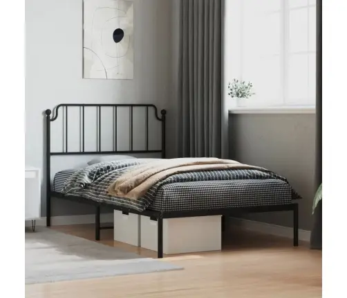 Metalinis Lovos Rėmas Su Galvūgaliu, Juodos Spalvos, 107X203Cm