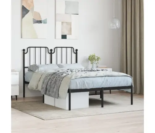 Metalinis Lovos Rėmas Su Galvūgaliu, Juodos Spalvos, 120X200Cm