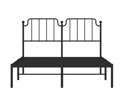 Gultas Rāmis Ar Galvgali, Melns Metāls, 135X190 Cm Vidaxl