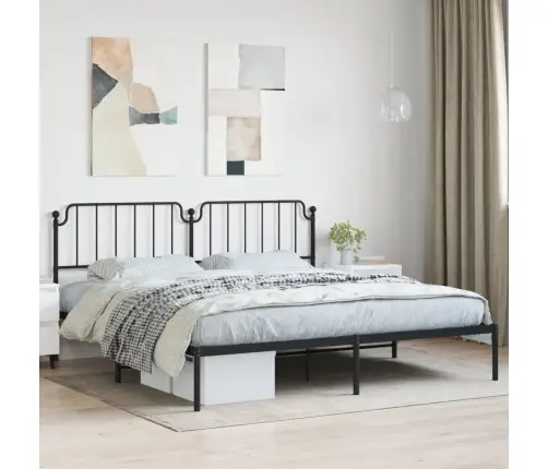 Metalinis Lovos Rėmas Su Galvūgaliu, Juodos Spalvos, 200X200Cm