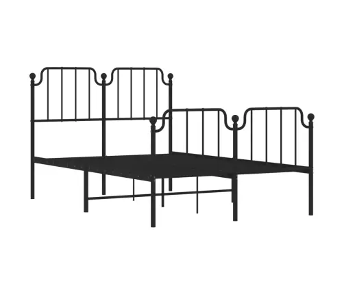Gultas Rāmis Ar Galvgali Un Kājgali, Melns Metāls, 120X200 Cm Vidaxl