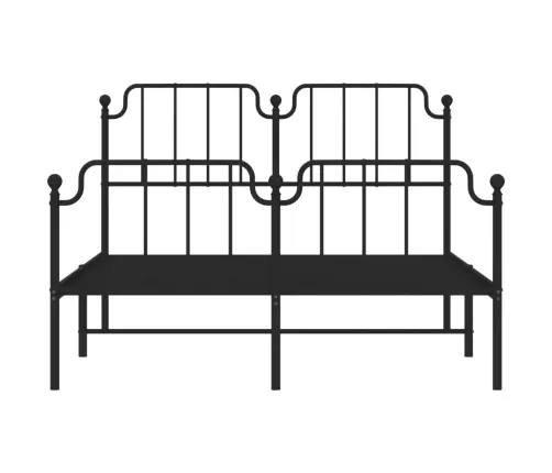 Gultas Rāmis Ar Galvgali Un Kājgali, Melns Metāls, 140X200 Cm Vidaxl