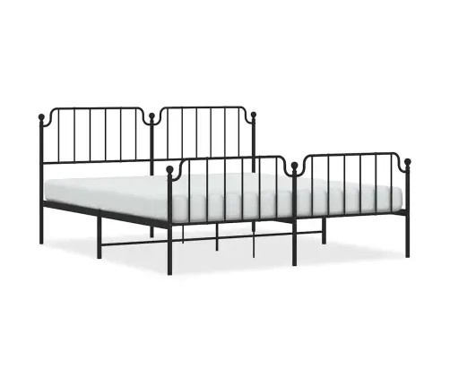 Metallist Voodiraam Peatsi Ja Jalutsiga, Must, 183X213 Cm