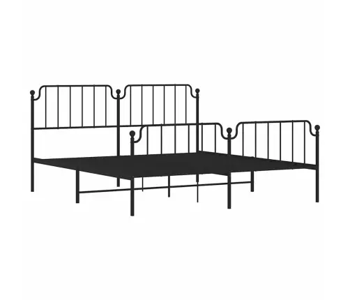 Metallist Voodiraam Peatsi Ja Jalutsiga, Must, 183X213 Cm