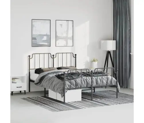 Metallist Voodiraam Peatsi Ja Jalutsiga, Must, 183X213 Cm