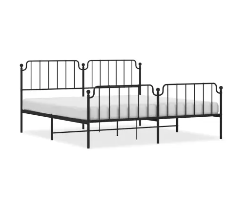 Gultas Rāmis Ar Galvgali Un Kājgali, Melns Metāls, 193X203 Cm Vidaxl
