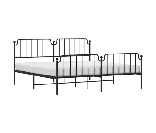 Gultas Rāmis Ar Galvgali Un Kājgali, Melns Metāls, 193X203 Cm Vidaxl