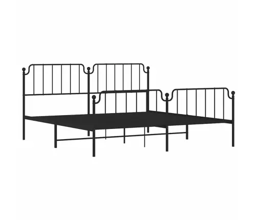 Gultas Rāmis Ar Galvgali Un Kājgali, Melns Metāls, 193X203 Cm Vidaxl