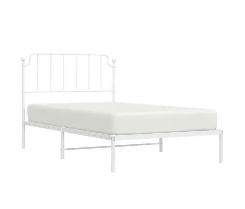 Gultas Rāmis Ar Galvgali, Balts Metāls, 107X203 Cm Vidaxl