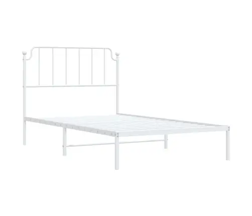 Gultas Rāmis Ar Galvgali, Balts Metāls, 107X203 Cm Vidaxl